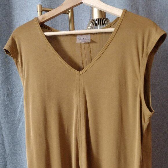 Jessica Simpson Sleeveless V-Neck Top XL – Tan/Camel Flowy High-Low Blouse - Picture 3 of 8